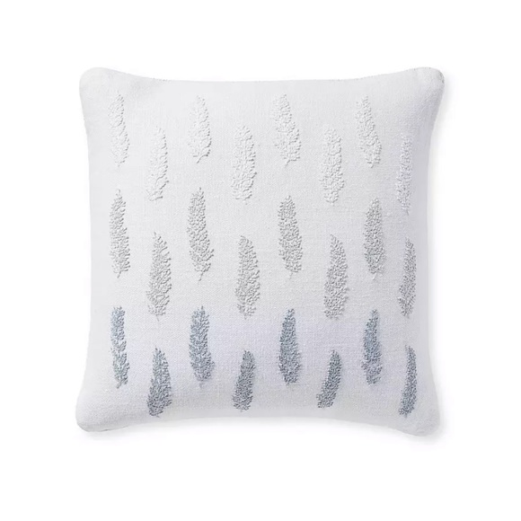 Serena & Lily Accents Serena And Lily Embroidered Coastal Blue Leaf